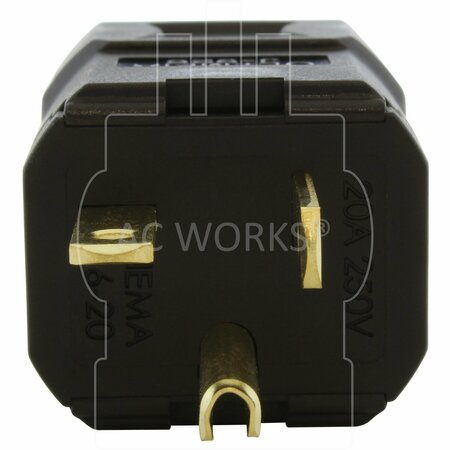 Ac Works NEMA 6-20P 20A 250V Clamp Style Square Plug with UL, C-UL Approval in Black ASQ620P-BK